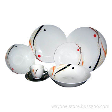 20 Pieces Round Porcelain Dinner Set with Coup Shape, Customized Designs are Accepted